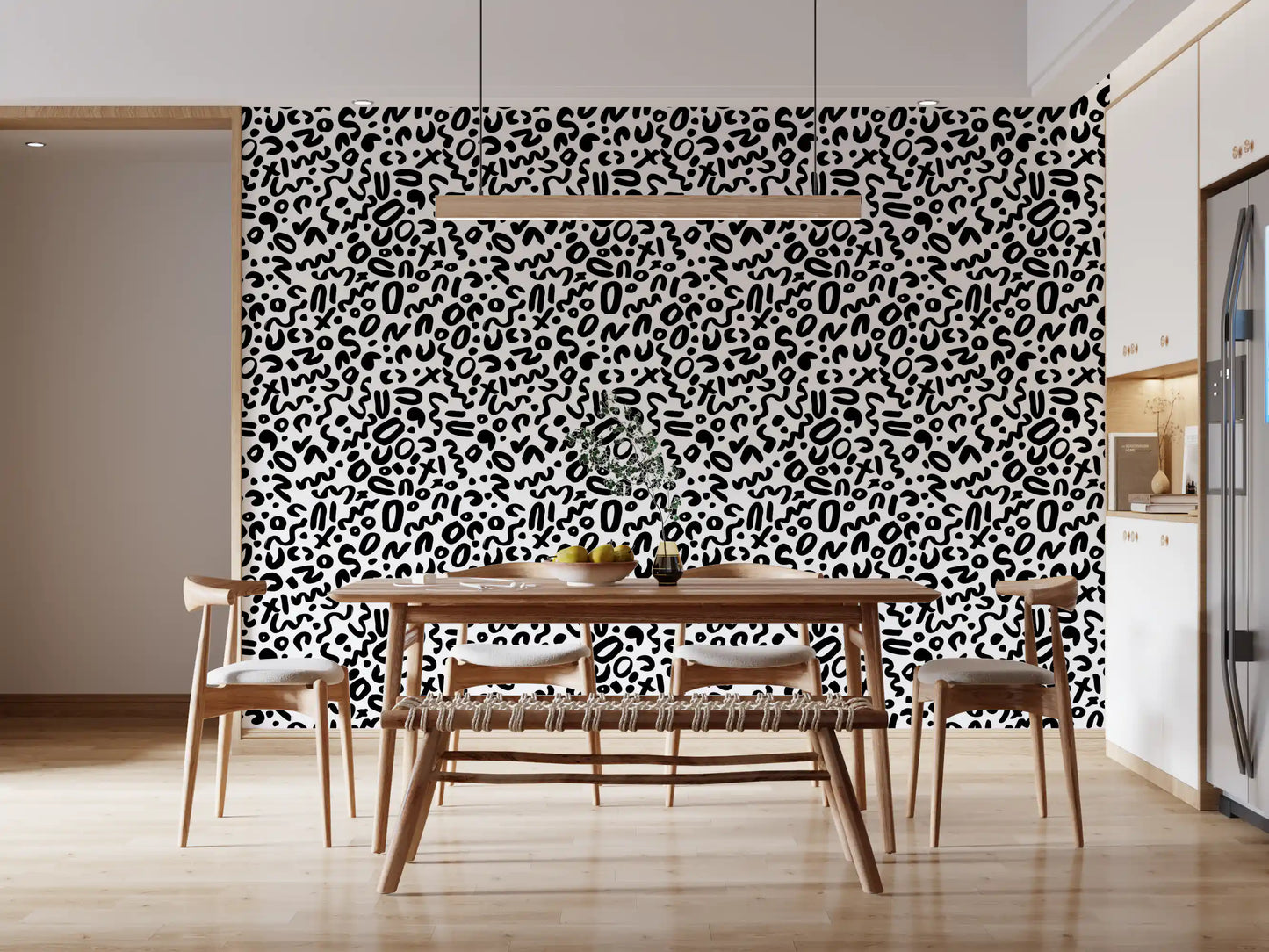 Monochrome Doodle Abstract Shapes Wallpaper⁠