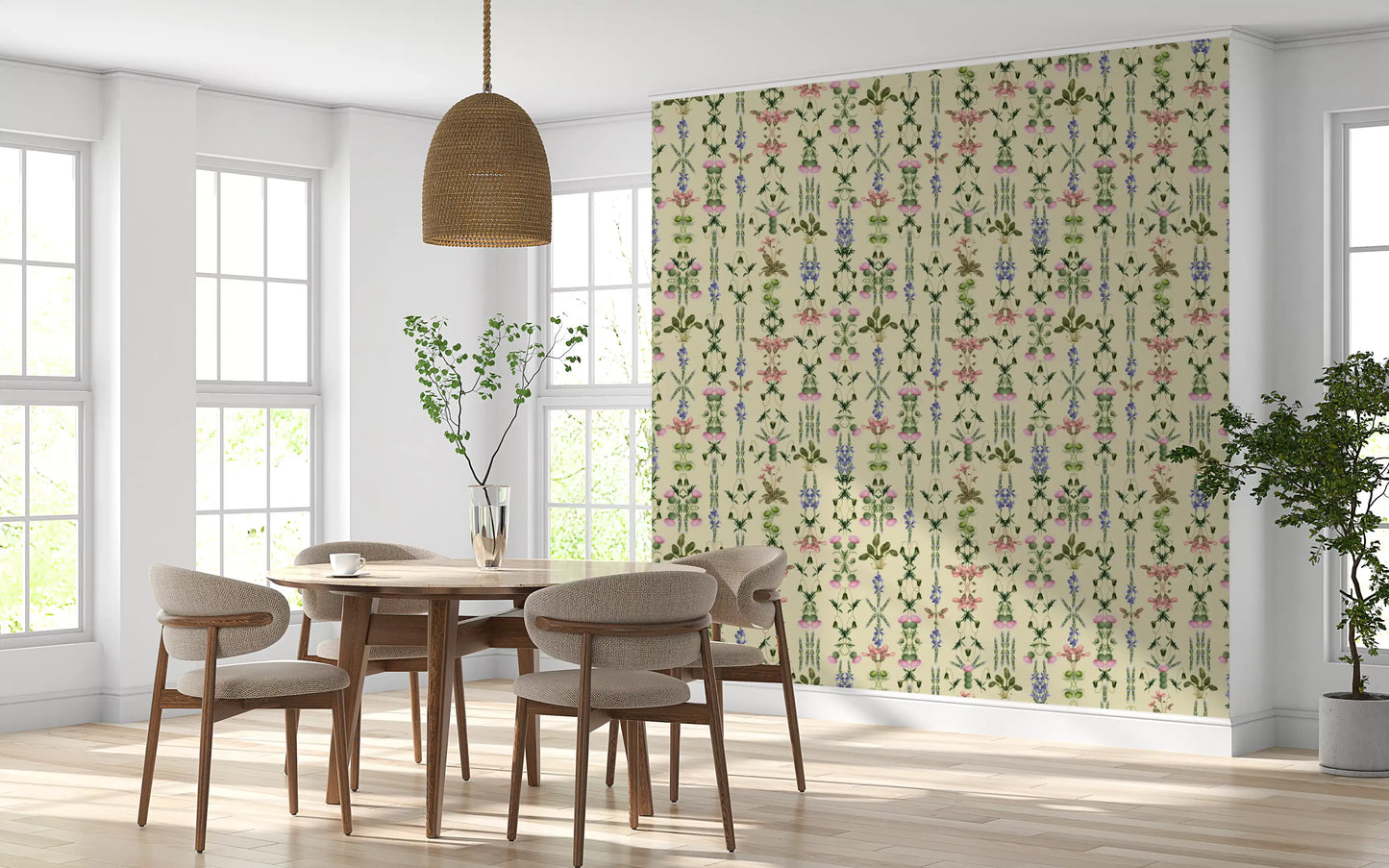 Heritage Field Flora Pistachio Wallpaper⁠