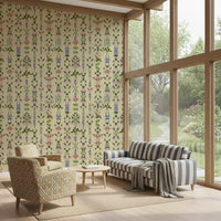 Heritage Field Flora Pistachio Wallpaper⁠