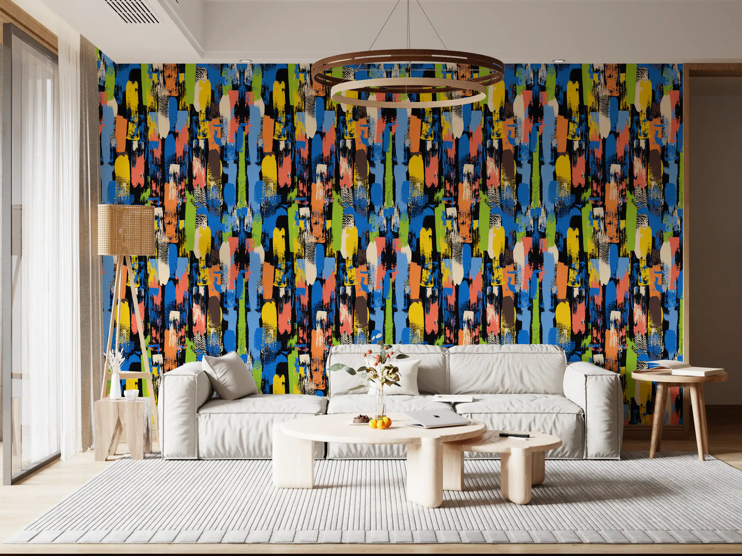 Eclectic Multicoloured Brushwork Art Wallpaper⁠