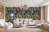 Eclectic Multicoloured Brushwork Art Wallpaper⁠