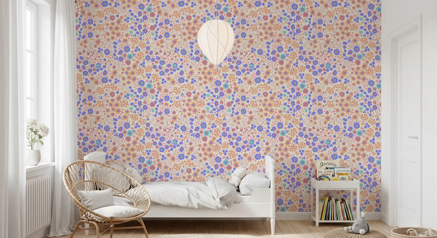 Cheerful Painted Meadow Bloom Wallpaper⁠