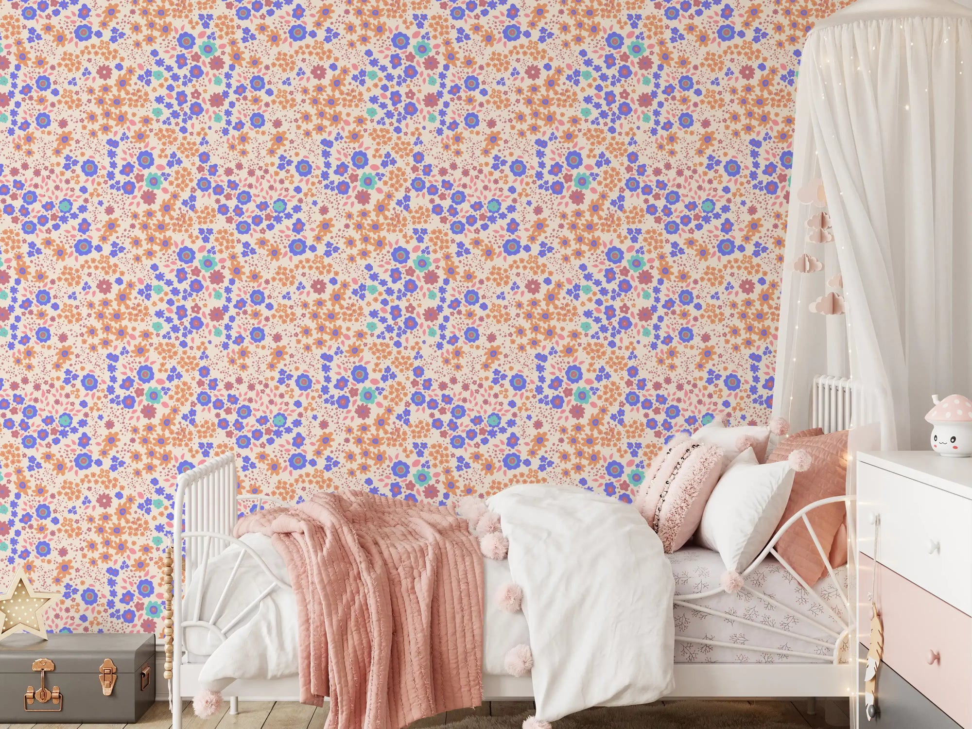 Cheerful Painted Meadow Bloom Wallpaper⁠