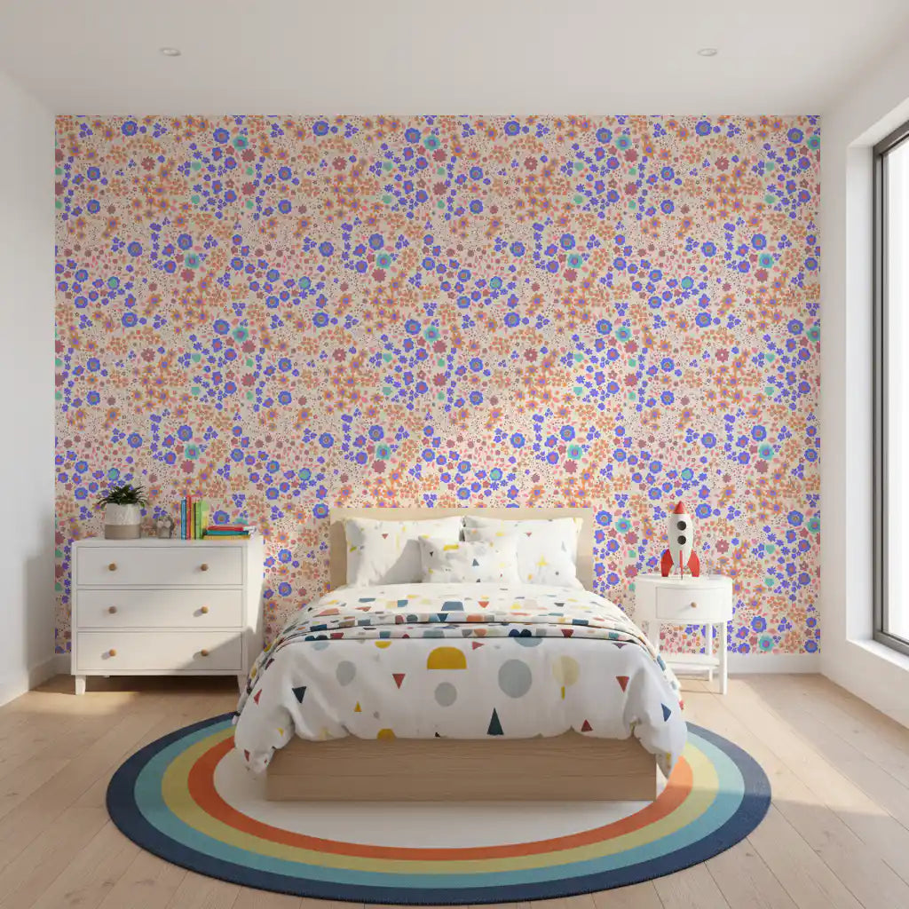 Cheerful Painted Meadow Bloom Wallpaper⁠