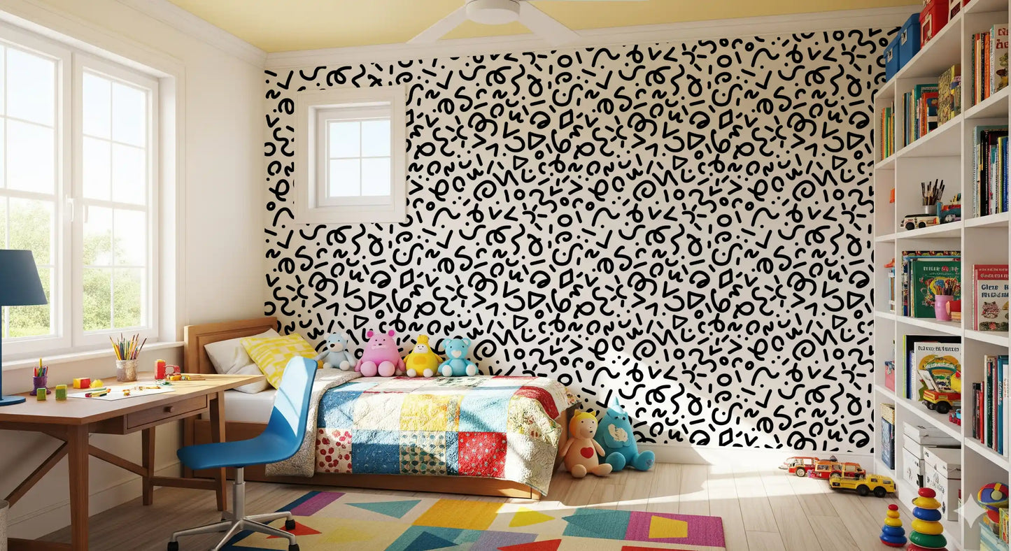 Abstract Monochrome Doodles Wallpaper⁠