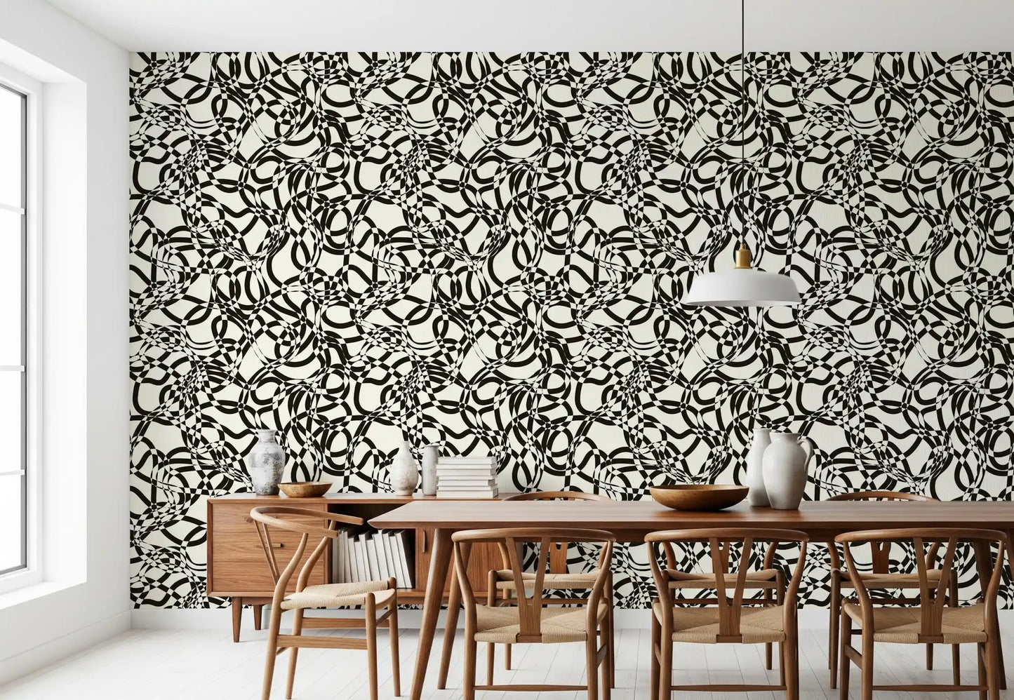 Interwoven Monochromatic Curves Wallpaper⁠