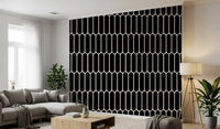 Monochrome Geometric Elongated Hexagon Pattern Wallpaper⁠