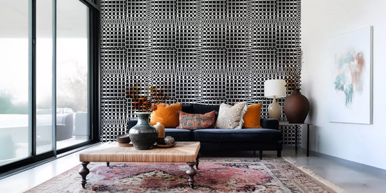Monochromatic Wavy Grid Wallpaper⁠