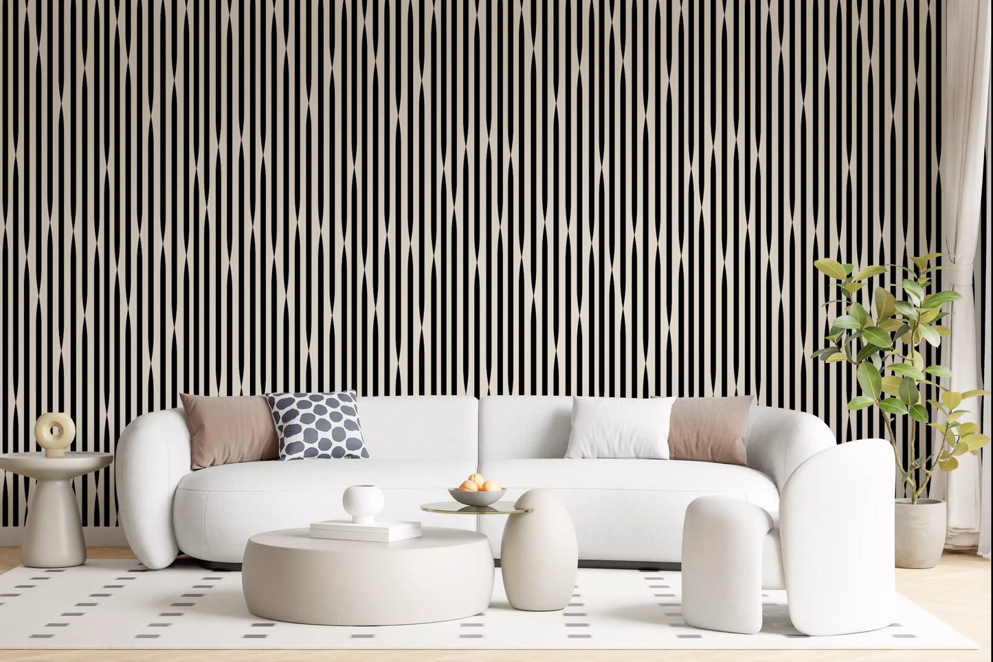 Interlocking Monochromatic Stripes Wallpaper⁠