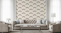 Minimalist Black Leaf Motif Wallpaper⁠