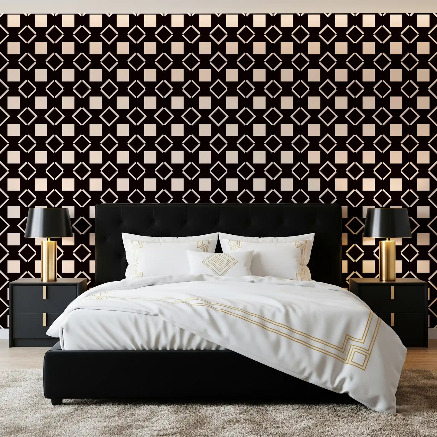 Minimalist Monochrome Geometric Grid Wallpaper⁠