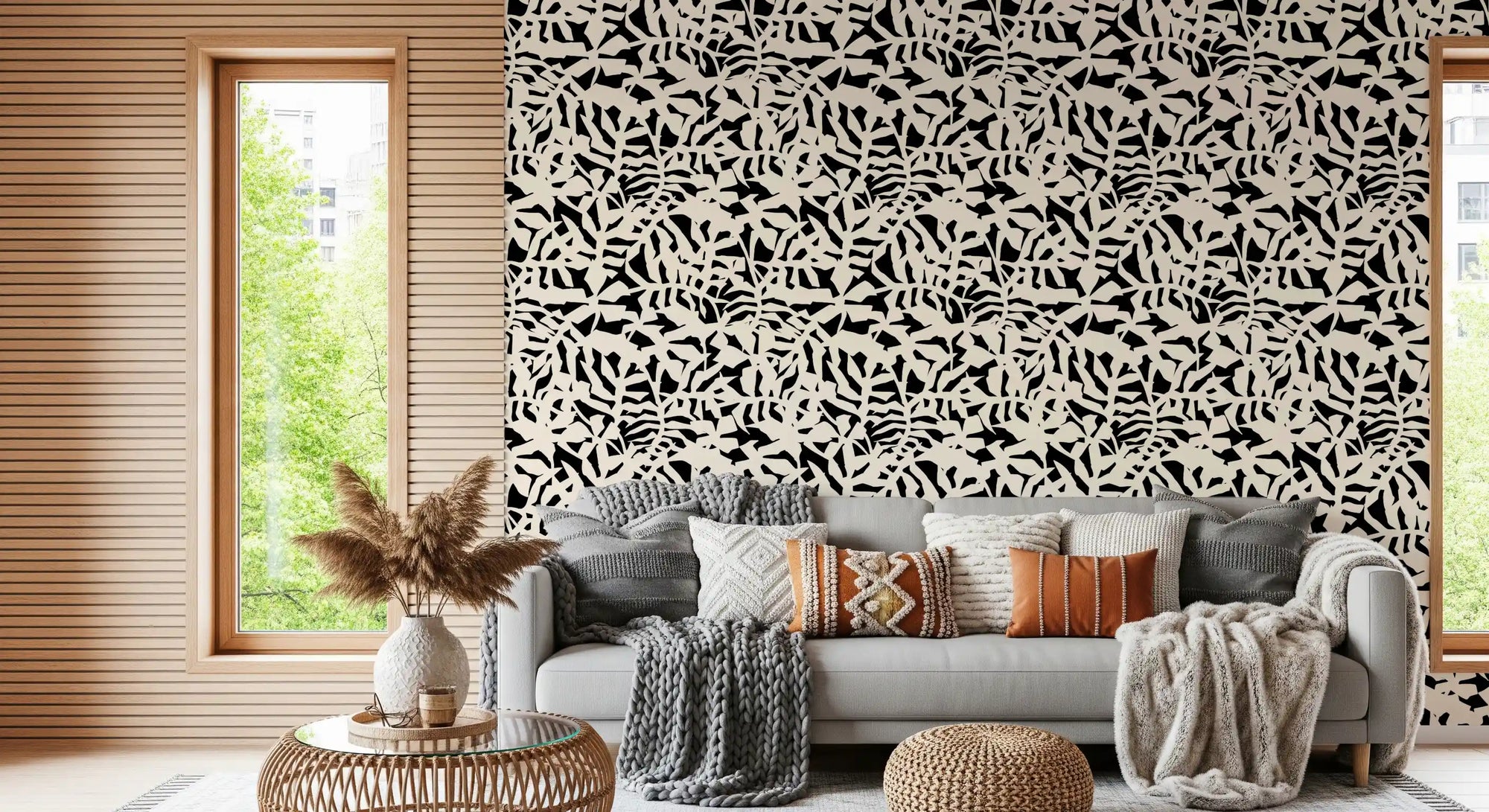 Graphic Botanical Silhouette Wallpaper⁠