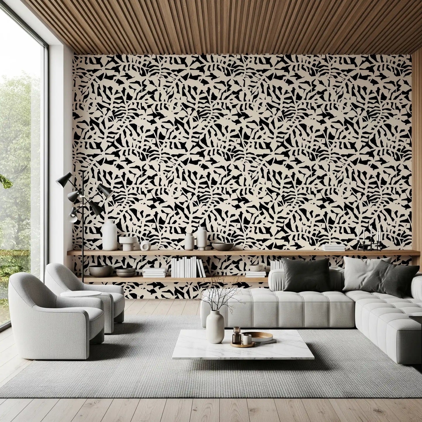 Graphic Botanical Silhouette Wallpaper⁠