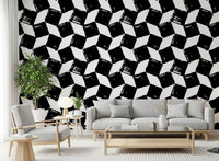 Monochrome Square Brushwork Wallpaper⁠