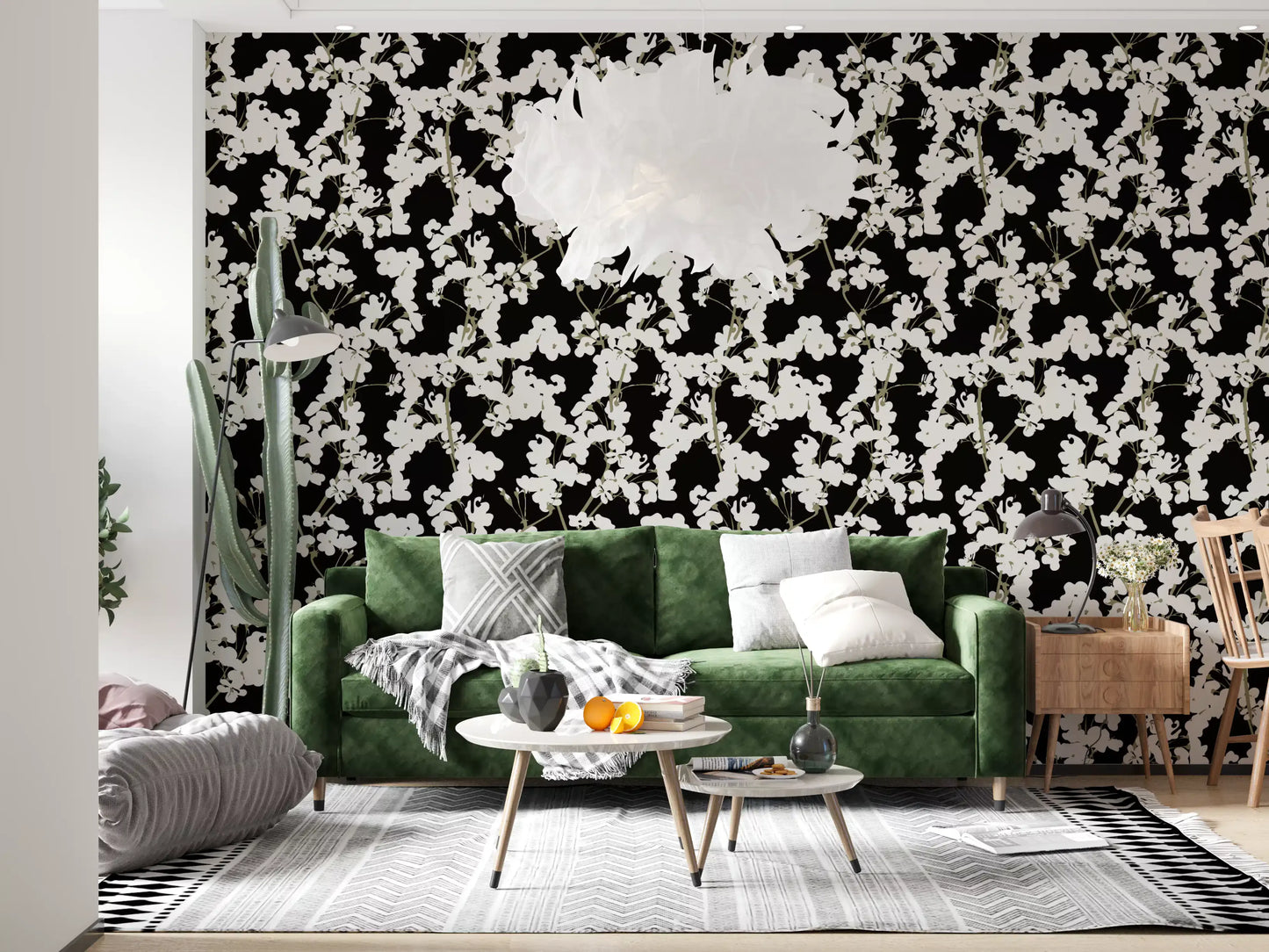 Abstract Cream Branch Pattern Wallpaper⁠