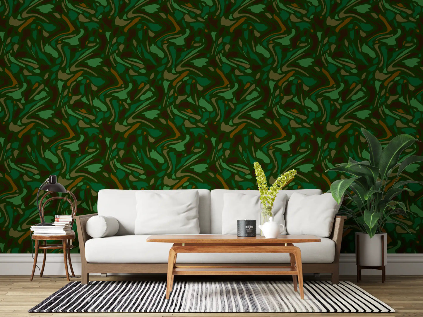Fluid Camo Texture in Earth Tones Wallpaper⁠