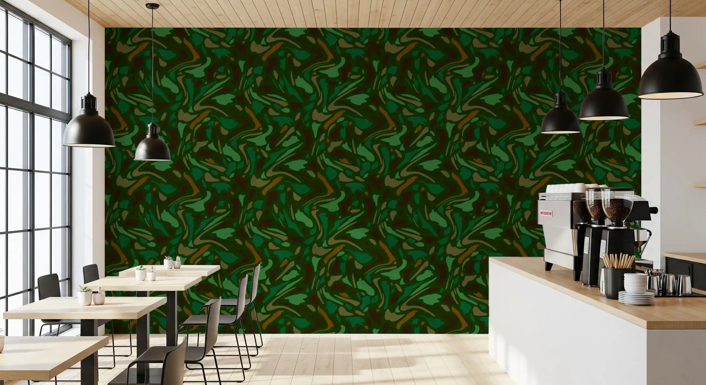 Fluid Camo Texture in Earth Tones Wallpaper⁠