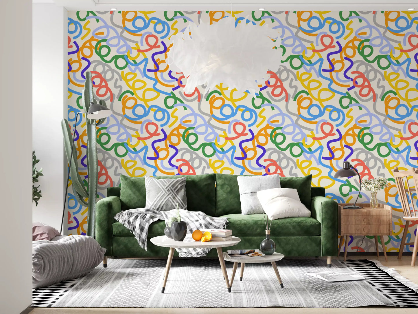 Playful Rainbow Swirls Wallpaper⁠