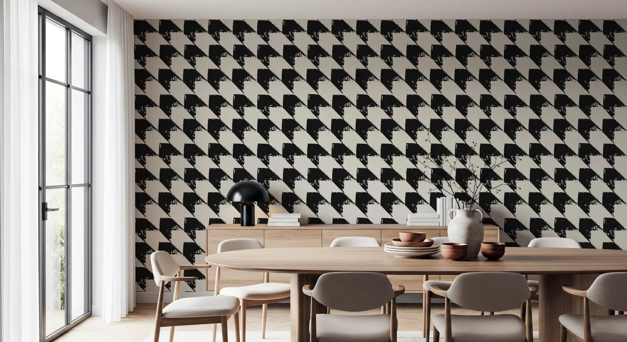 Abstract Ink Geometric Grid Wallpaper⁠