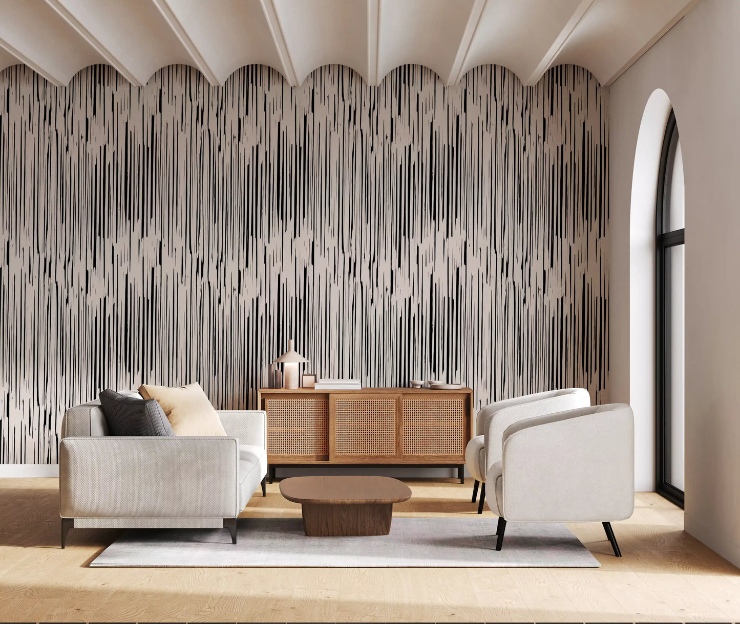Monochrome Vertical Brushstroke Wallpaper⁠