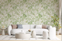 Verdant Meadow Botanical Illustration Wallpaper⁠