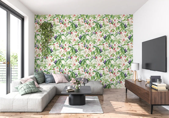Botanical Fern and Petal Wallpaper⁠