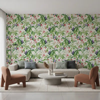 Botanical Fern and Petal Wallpaper⁠