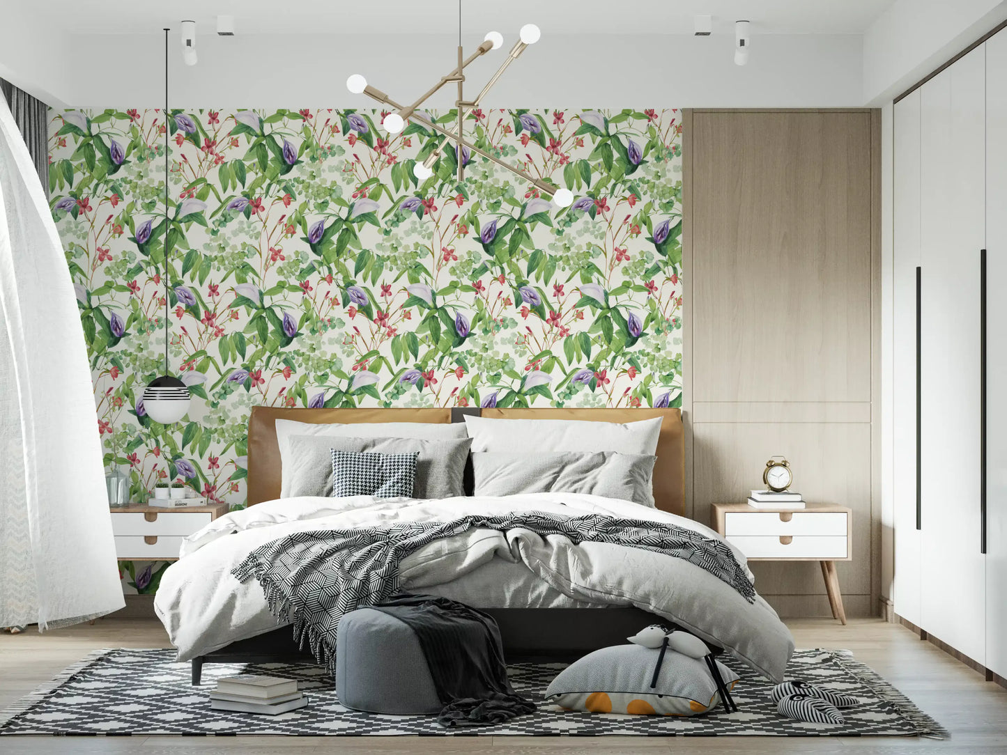 Botanical Fern and Petal Wallpaper⁠