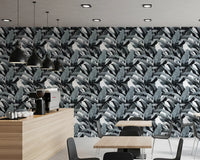 Monochrome Tropical Palm Fronds Wallpaper⁠