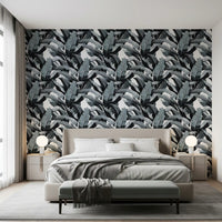 Monochrome Tropical Palm Fronds Wallpaper⁠