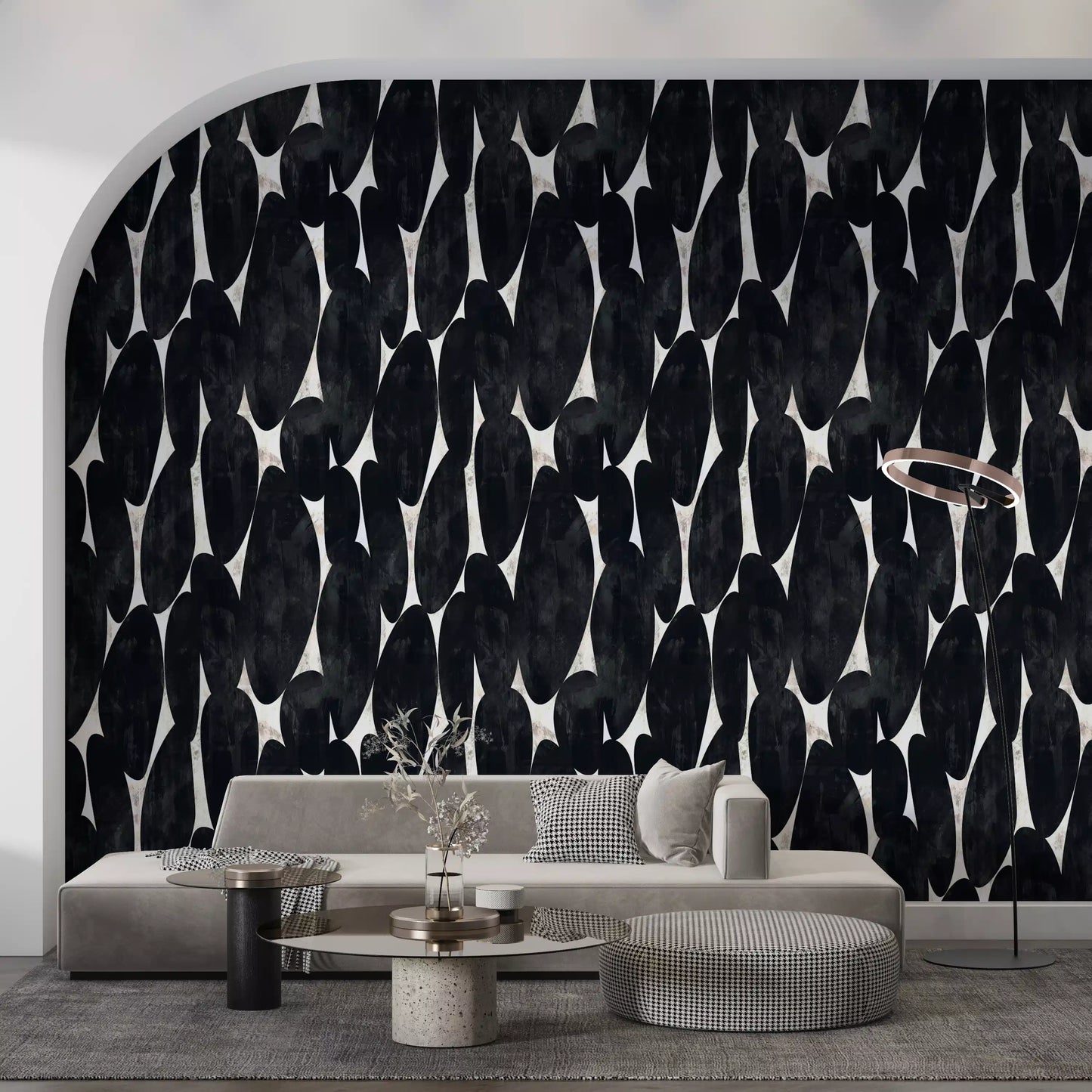 Dark Charcoal Sculptural Forms Wallpaper⁠