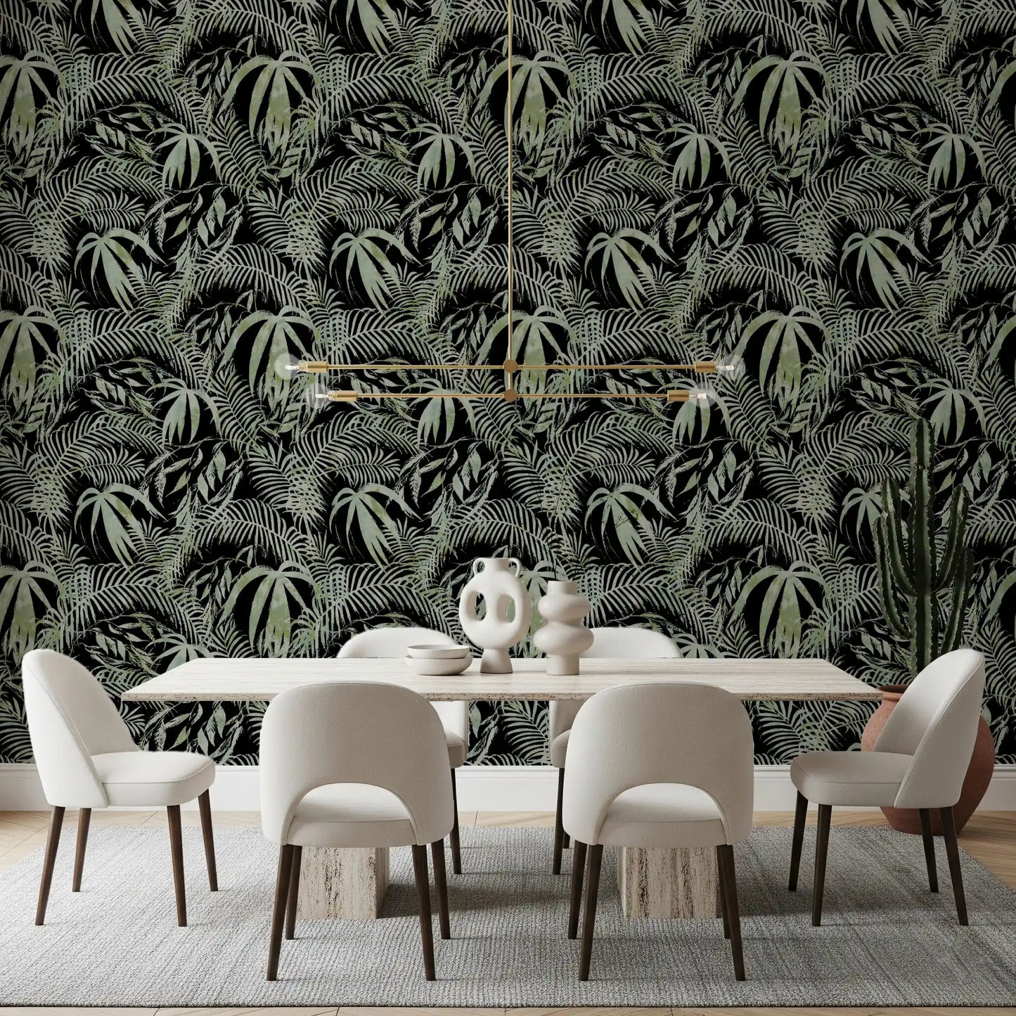 Verdant Jungle Brushstroke Art Wallpaper⁠