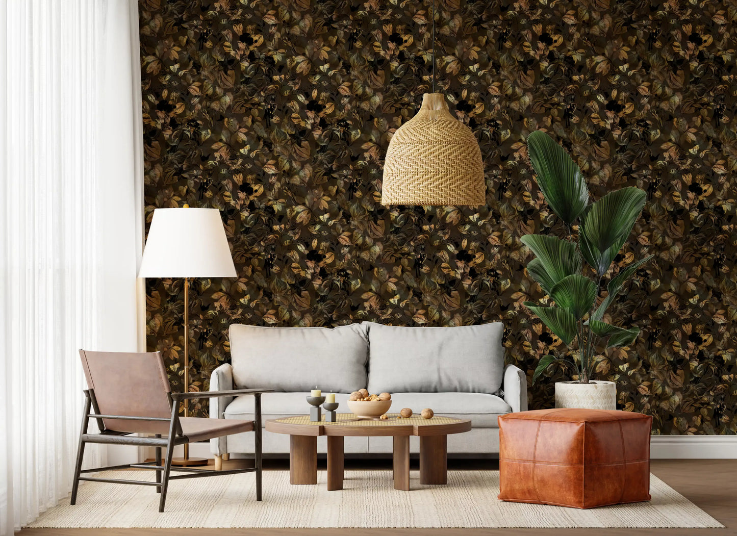 Midnight Botanical Foliage Wallpaper⁠