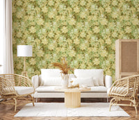 Verdant Floral Texture Motif Wallpaper⁠