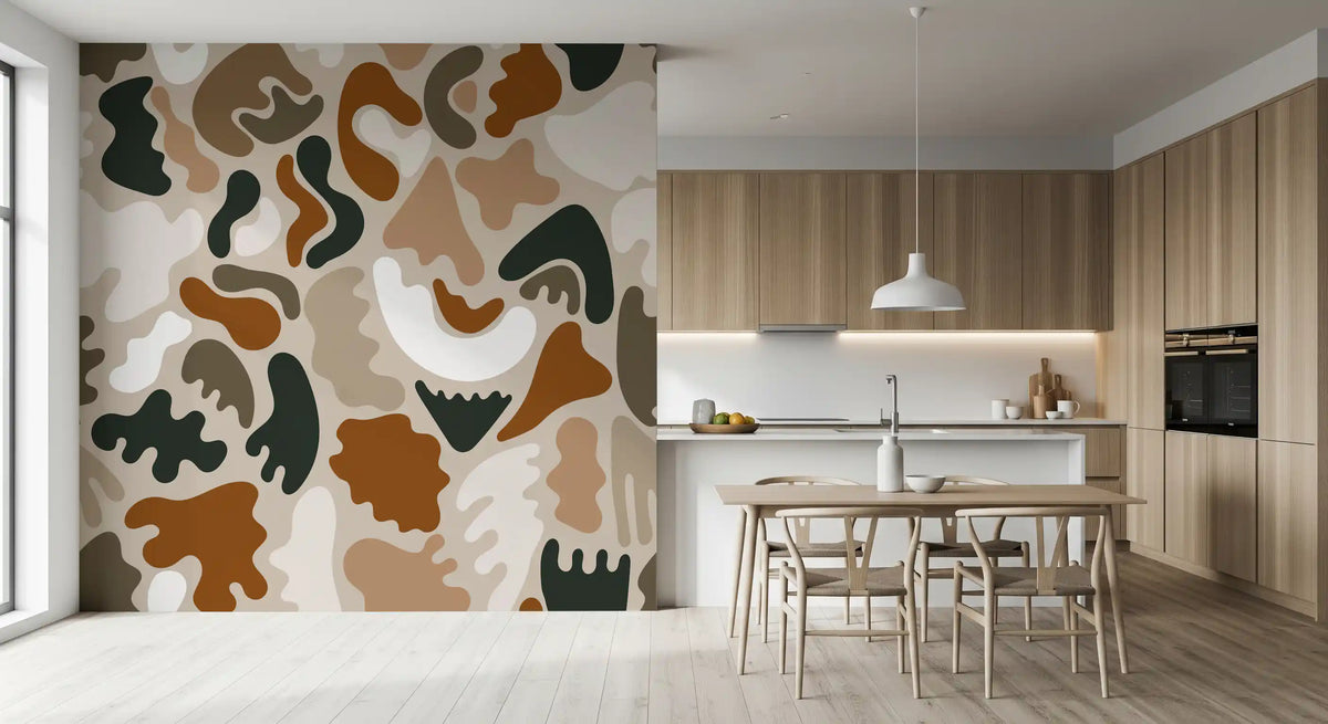 Kitchen feature in the abstract organic earthy shapes wall mural GD11863