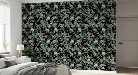 Midnight Botanical Sketch Wallpaper⁠