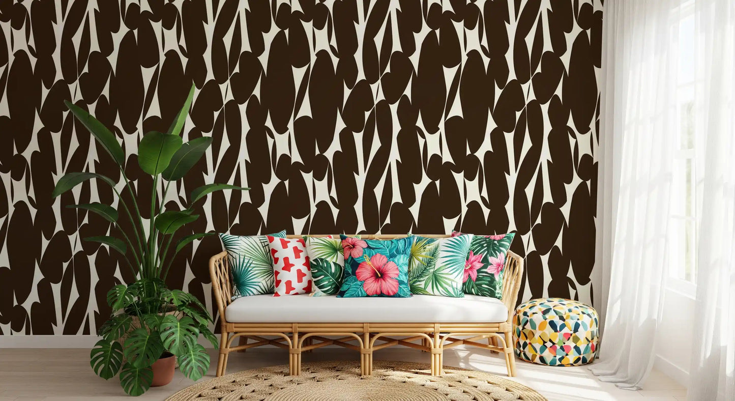 Abstract Organic Dark Brown Shapes Wallpaper⁠