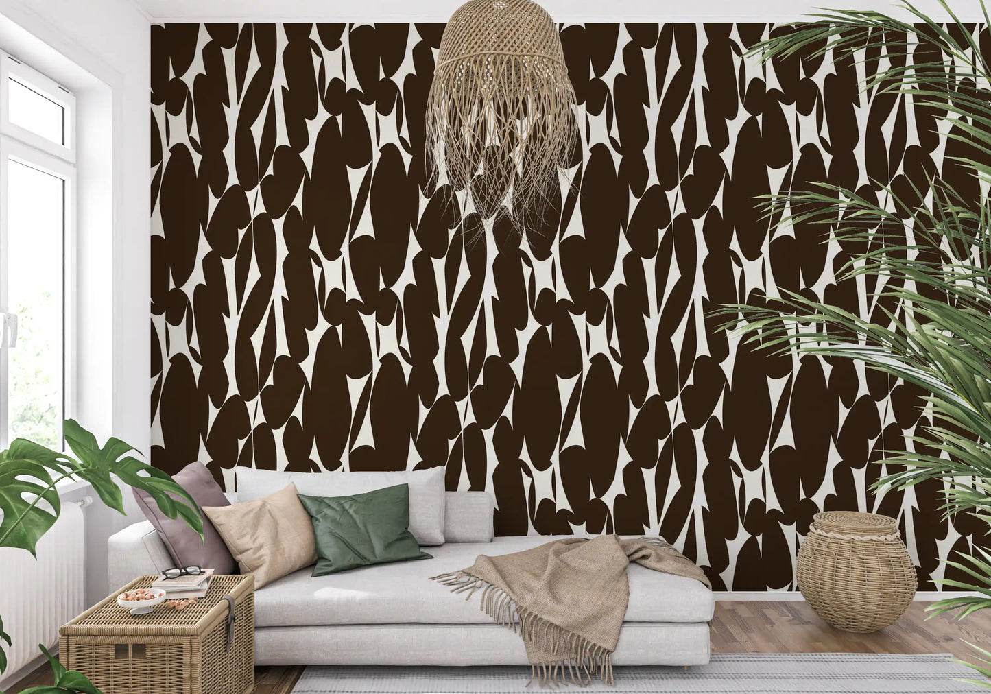 Abstract Organic Dark Brown Shapes Wallpaper⁠