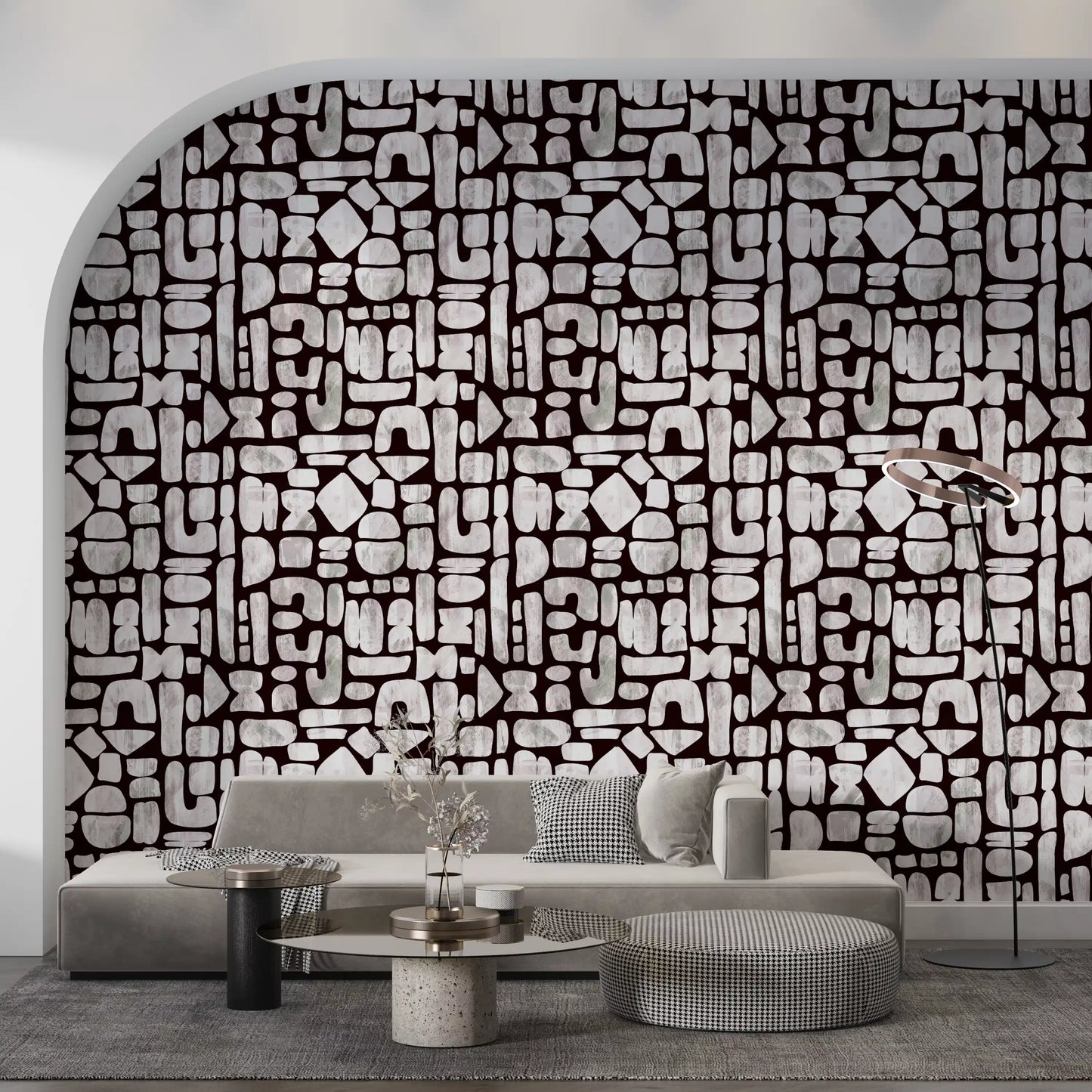 Abstract Painted Shapes Pattern Wallpaper⁠