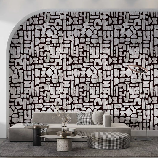 Living room finished in Abstract Painted Shapes wallpaper GD11871