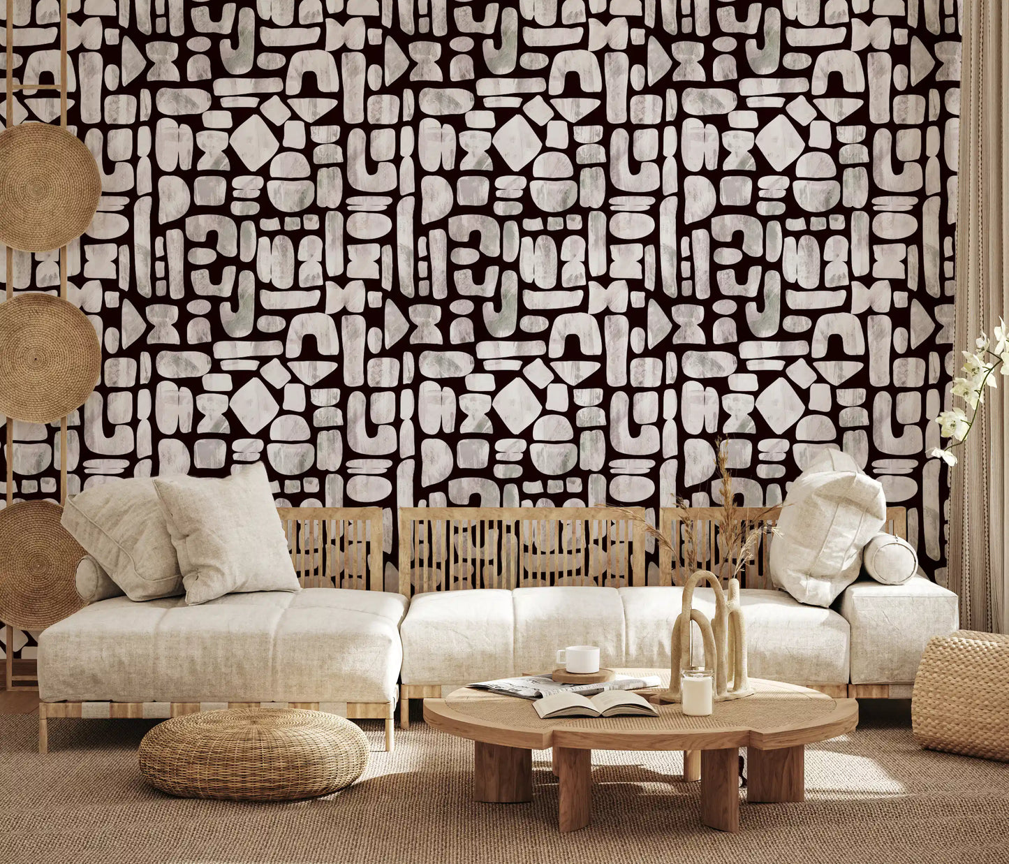 Abstract Painted Shapes Pattern Wallpaper⁠