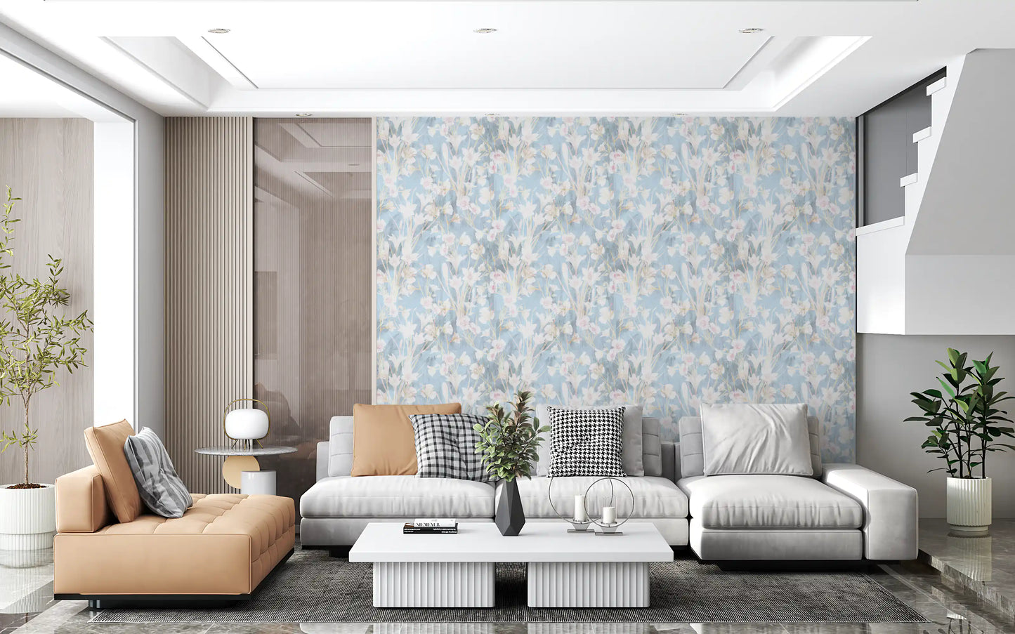 Ethereal Meadow Blue Floral Wallpaper⁠