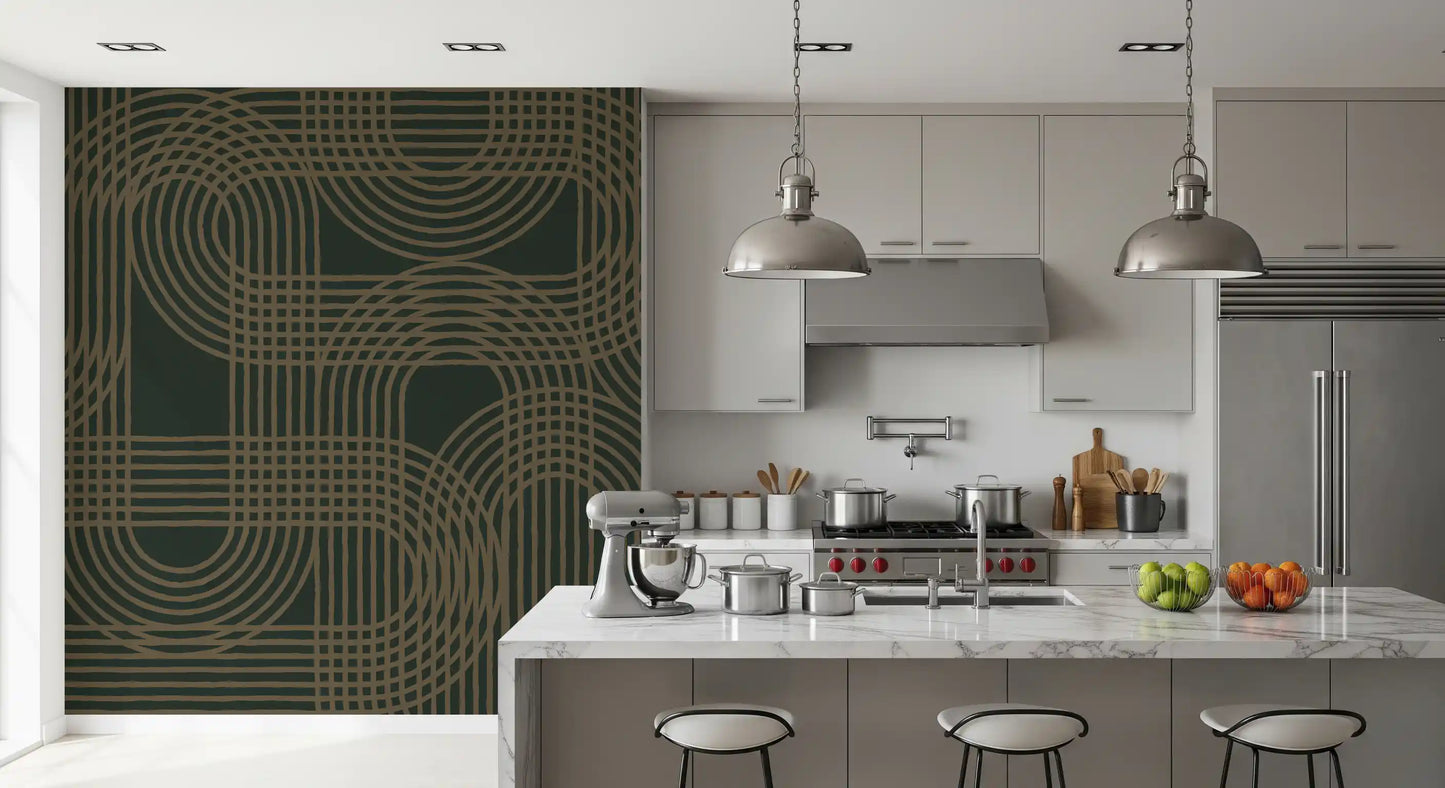 Minimalist Bronze Grid Wall Mural