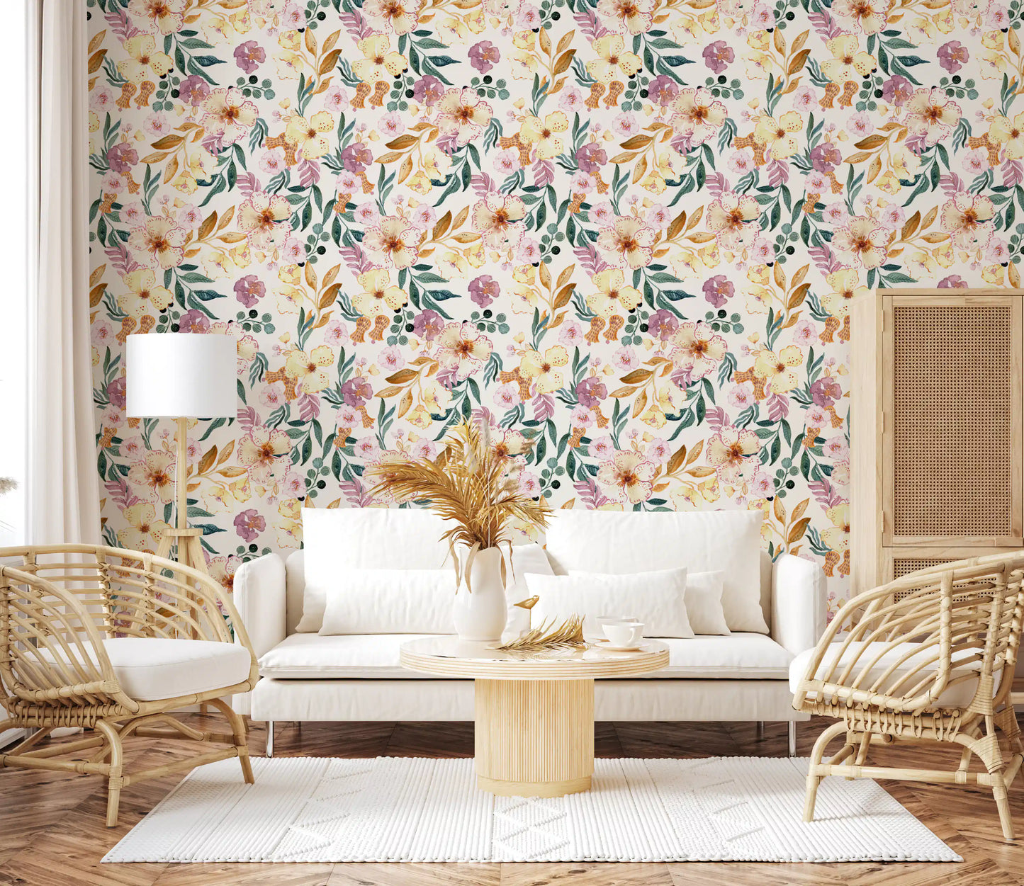 Soft Watercolor Meadow Floral Wallpaper⁠