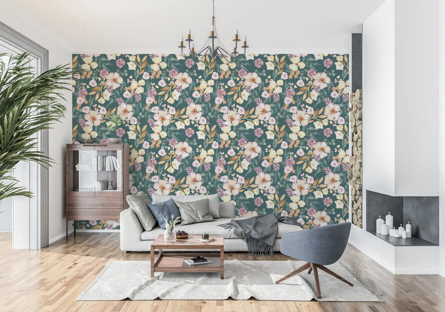 Midnight Botanical Bloom Art Wallpaper⁠
