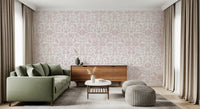Soft Blush Botanical Textile Print Wallpaper⁠