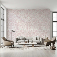 Soft Blush Botanical Textile Print Wallpaper⁠