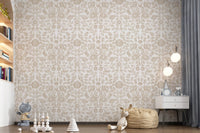 Rustic Linen Damask Motif Wallpaper⁠
