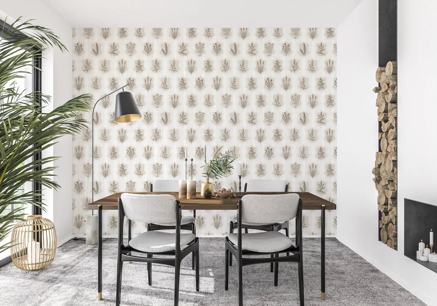 Vintage Botanical Herb Garden Sketch Wallpaper⁠