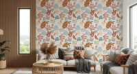 Muted Autumn Botanical Folk Art Wallpaper⁠